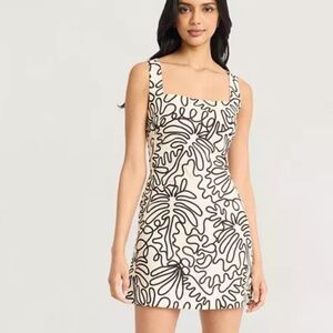 The Good Journey Printed Square-Neck Sleeveless Mini Dress